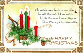 A Happy Christmas Candles on Branches Unused UNP Whitney Made DB Postcard E12 - $14.22