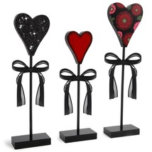 3 Pieces Valentines Day Tiered Tray Decor Set, Wooden Heart Valentines Day Table - £11.73 GBP