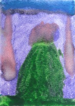 Original Abstract Watercolor Painting &quot;Evergreen&quot; ACEO by 6 Year Old Artist Mila - £6.31 GBP