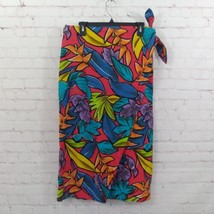 Wrap Skirt Womens Small Multicolor Floral Bold Midi Handmake Tropical Co... - £19.60 GBP