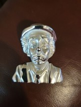 Vintage Sad Face Clown Brooch Pin  Silver Tone Metal Large Heavy - £12.78 GBP
