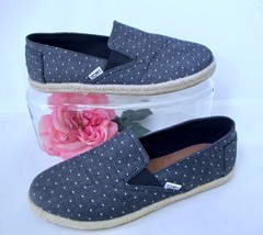 Toms Classic Black Dot Chambray Espadrilles Shoes 11 Women NWOT No Box Rope Sole - £23.17 GBP