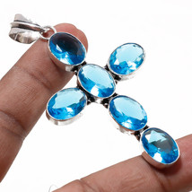 London Blue Topaz Oval Shape Handmade Ethnic Gifted Pendant Jewelry 3.20" SA 344 - £4.76 GBP