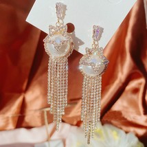 MENGJIQIAO Fashion Korean  Hollow Star Drop Earrings For Women Elegant Rhineston - £7.64 GBP