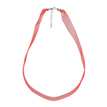 Trendy and Chic Red Ribbon Choker Necklace with Sterling Silver Clasp - $7.91