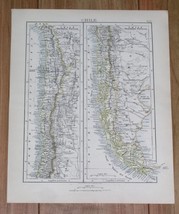 1906 Original Vintage Map Of Chile And Argentina / South America - £16.22 GBP