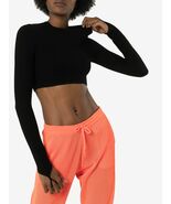 NWT Adam Selman Sport Carbon38 Rib Knit Black Crewneck Shrug Crop Top L - €68,69 EUR