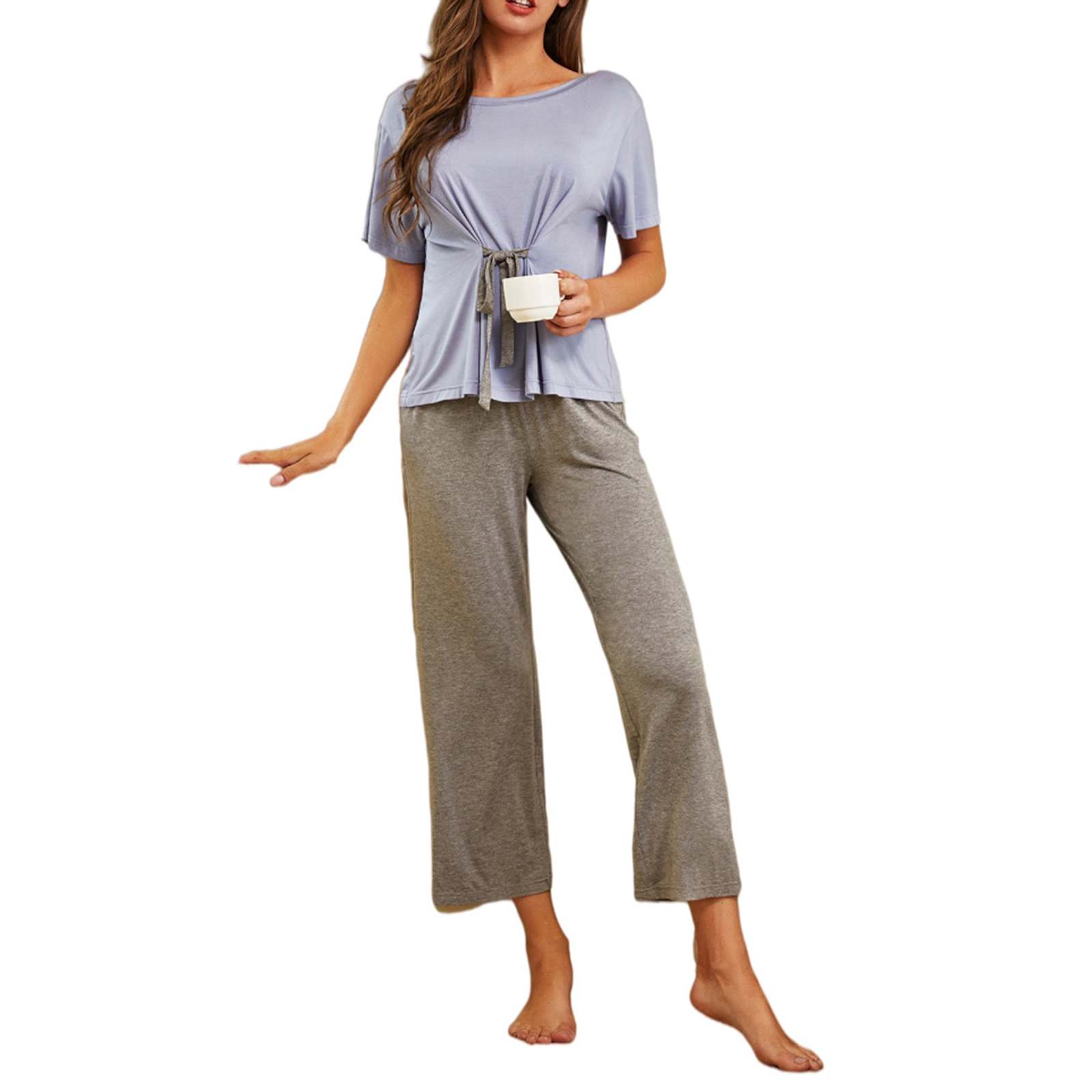 Primary image for RH Women Pajamas Set Pullover Ribbon Short Top Sleepwear Pjs Set Pajama RHW4020