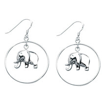 Sterling Silver 925 Rhodium/White gold Plated Elephant Euro Wire Earrings - £47.85 GBP