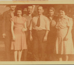 1945 Vintage Men Women Family Short Tie Uniform Sepia Tone Glossy Photograph - £16.02 GBP