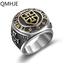 QMHJE Punk / Rock Style 316L Stainless Steel, The Knights Templar / Cross Ring - £15.97 GBP