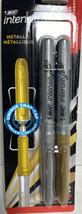 Permanent Metallic Marker Gold &amp; Sliver (2) Markers Each 2 Packs Bic - £11.20 GBP