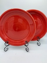 Dinner Plate Set Of 2 RNF37 Red By Royal Norfolk Embossed Rings Coupe - £17.40 GBP