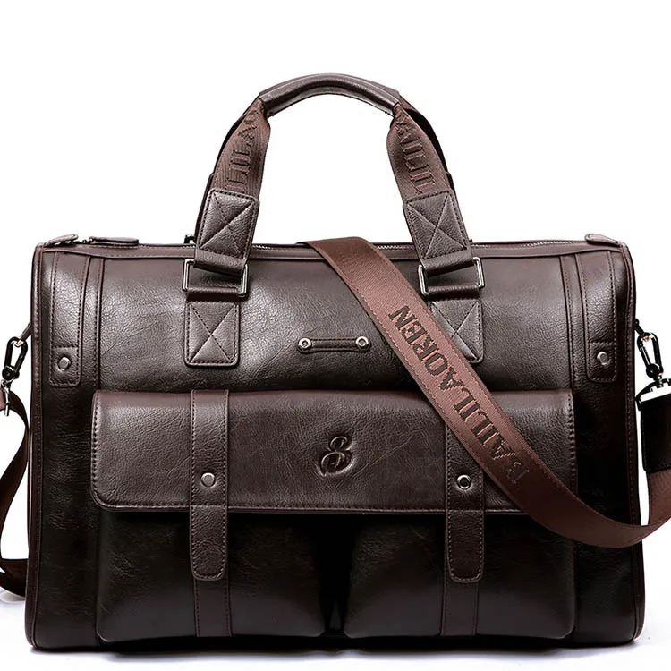 Men PU Leather Black Briefcase Business Handbag Messenger Bags Male Vint... - £65.90 GBP