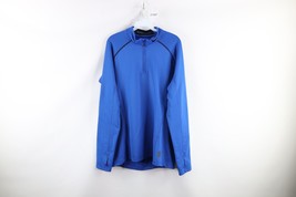 Nike Pro Dri-Fit Mens Large Fitted Fleece Lined Half Zip Pullover Top Blue - £34.84 GBP