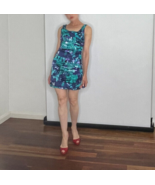 Ruched Silk Cocktail Dress Blue and Green Mini Dress - €278,60 EUR