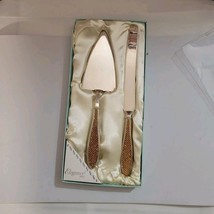 Elegant Glamour Cake Knife and Server Set Gold-like  Rhinestones 2 gift set - $362.40 MXN