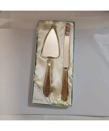 Elegant Glamour Cake Knife and Server Set Gold-like  Rhinestones 2 gift set - $361.28 MXN