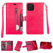 Leather Card Holding Zipper Case w/Strap HOT PINK For iPhone 13 - £7.56 GBP