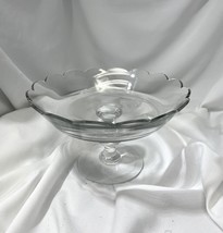 val st lambert Signed Crystal pedestal scalloped bowl compote stand - De... - $43.01