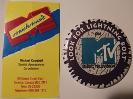 MTV Vintage MTV Music Button Large + Muchmusic Business Card From Early ... - $9.77