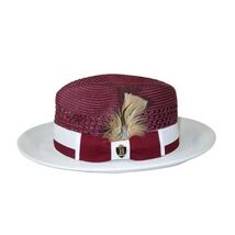 Men's Bruno Capelo Belvedere 2-Tone Straw Style Fedora Hat BD961 Burgundy image 3