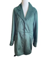 Denim &amp; Co Coat Size Small Women’s Green Long Faux Suede &amp; Sherpa Lined - $39.00