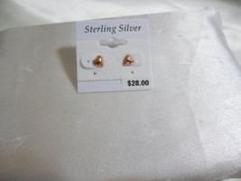 Department Store 18k Rose Gold /Sterling Silver Plate Heart Stud Earrings R613 - £13.12 GBP