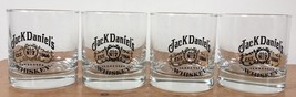 Set 4 Vintage Jack Daniels Old No 7 Black Gold Logo 1866 Whiskey Glasses 3.25&quot; - £47.95 GBP