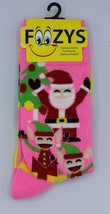 Foozy Socks - Womens Crew - Santa and Elves - Size 9-11 - Pink - $6.79