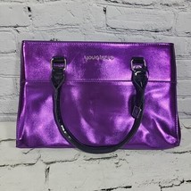 Younique Purple Metallic Cosmetic Hand Bag Purse Tote 15 X 5 X 9.5 Large - $14.84