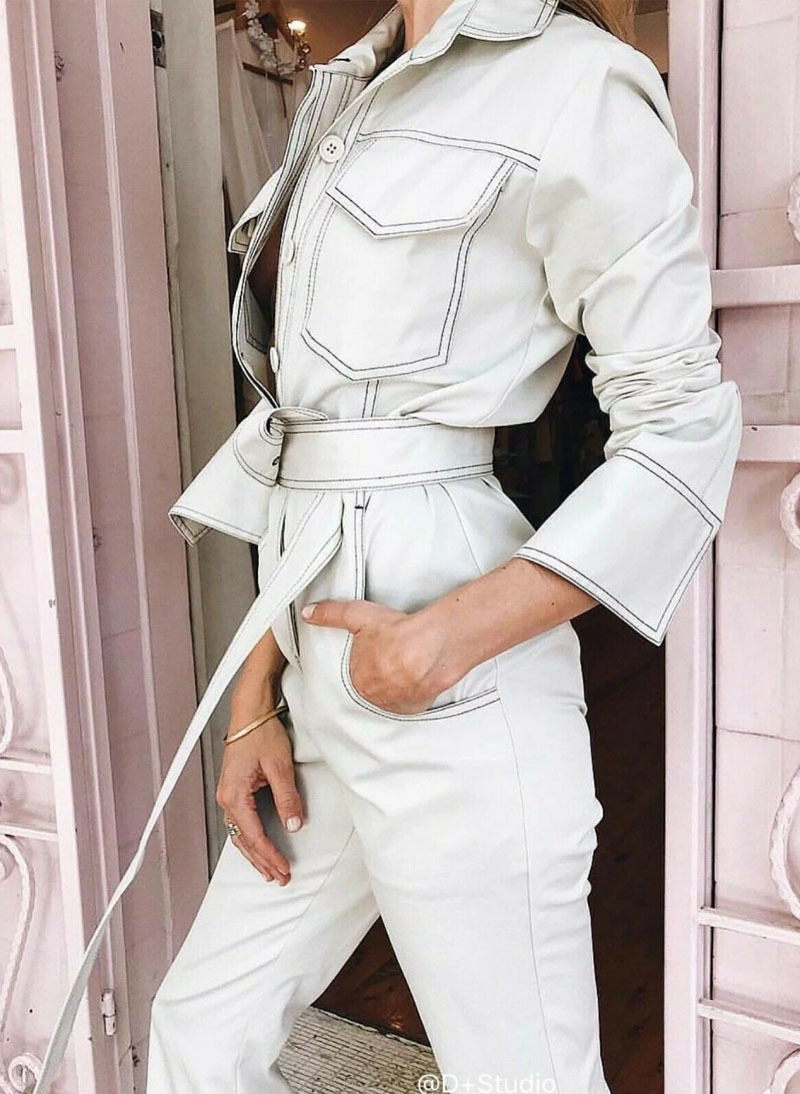Women's Celebrity Emily Workwear Belted Jumpsuit Romper in Off White AUS STOCK Item image 4