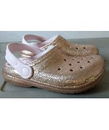 Crocs Girls Classic Gold Glitter Clog Pink Size J1 Lined Junior Size 1 Y - €14,58 EUR
