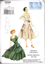 Vogue V9106 Misses 14 to 22 Circa 1952 Pullover Dress UNCUT Sewing Pattern - £17.34 GBP