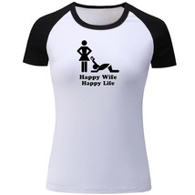 Wife Happy Life Husband Quotes Print Womens Girls Casual T-Shirts Graphi... - £12.75 GBP
