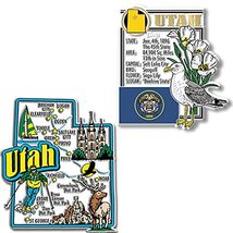 Utah Jumbo Map &amp; State Montage Magnet Set by Classic Magnets, 2-Piece Se... - $13.91