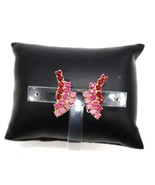 Vtg Two Tone Pink and Red Rhinestone Prong Set Clip-on Earrings Unsigned - $19.99