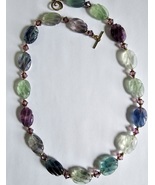 Awesome Rainbow Fluorite Necklace Handmade - $70.00