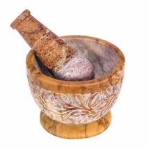 Mortar And Pestle, Made Of Heavy Duty Polished Hard Stone, Natural Stone... - £27.45 GBP