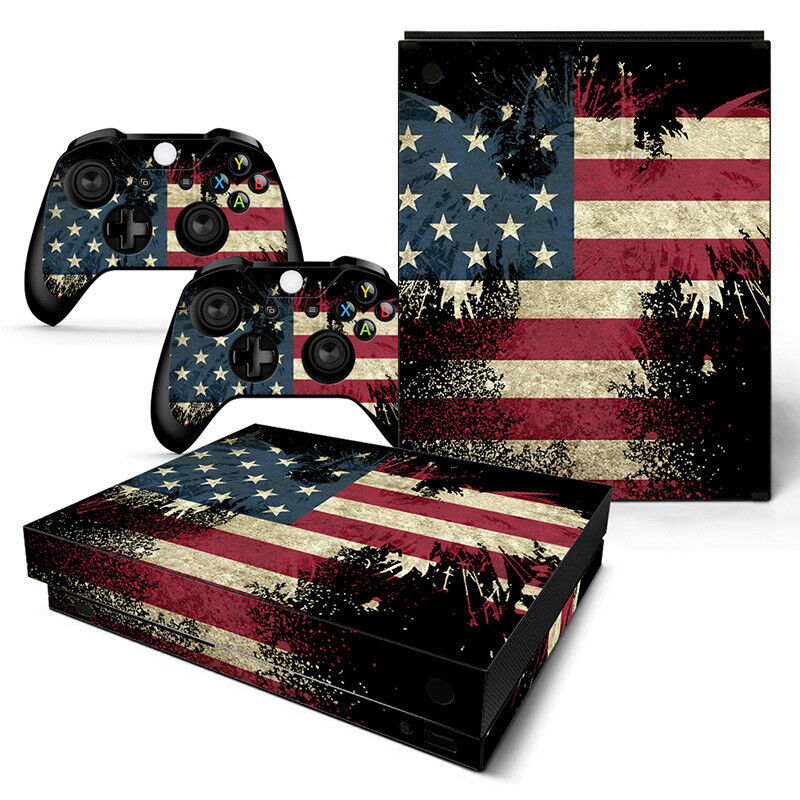 Primary image for Xbox One X Console & 2 Controllers Americana USA Flag Decal Vinyl Skin Wrap