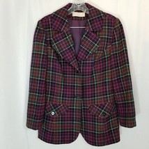 Pendleton Blazer Womens Size 16 Plaid Tartan Wool Red Green Blue White C... - £33.24 GBP