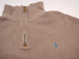 Polo Ralph Lauren Tan Brown Rib 1/4 Zip Pullover Sweater Men&#39;s Size X-La... - £10.87 GBP