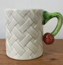 Set 4 Vtg 1980 Fitz Floyd Basketweave Harvest Garden Veggie Handle Coffe... - $79.19