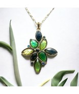 Vintage FI Brand goldrtone Chain Necklace With Green Stone Accents 28” - $13.04