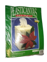 Bernat PlasticCanvas Poinsettia Tissue Box Cover Kit Christmas Retro Vintage - £12.94 GBP