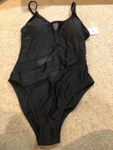 Women&#39;s Mesh Front One Piece Swimsuit - Shade  Shore Black M - $16.99