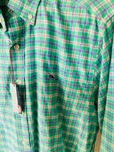 Vineyard Vines Mens Long Sleeve Collared Green Plaid Slim Fit Shirt New Medium - £34.69 GBP