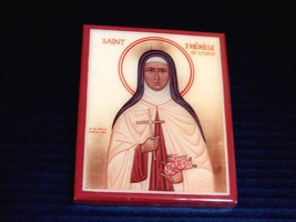 4.5" x 6" Laminated print on wood with “Lumina Gold”. From Monastery Icons.  - $8.99