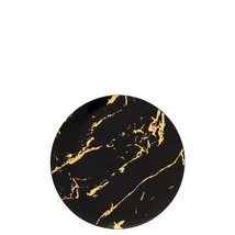 6&quot; Disposable Black Plastic Salad Plates Gold Stroke Design 30pcs - £18.75 GBP