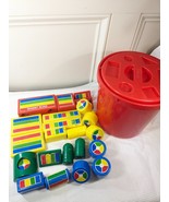 Vintage Hilco Bucket set 22 Magnet Blocks magnetic building toy rainbow ... - $44.82 CAD